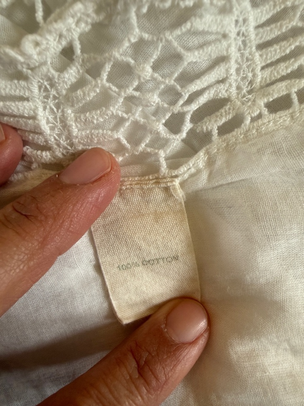 White Lace Crochet Peasant Blouse - Picture 3 of 4